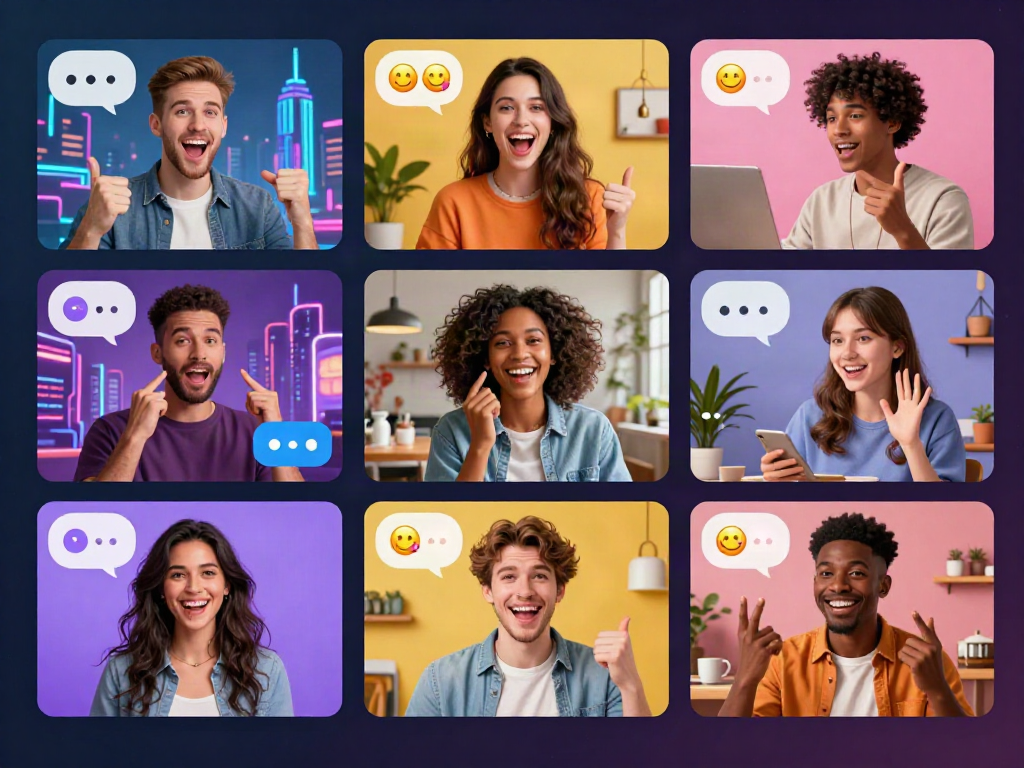 Engaging avatars in a vibrant AI porn chat room showcasing playful virtual interactions.