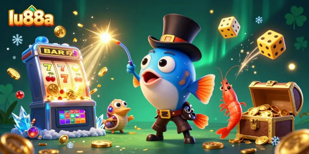 Experience thrilling moments with lu88a’s captivating casino scene filled with exciting games and golden loot.