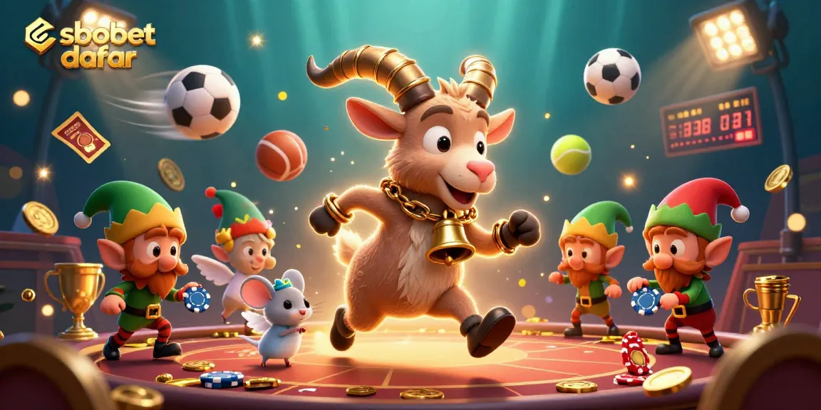 Experience sbobet daftar with festive Krampus, angel mouse, and gremlins in a vibrant casino scene