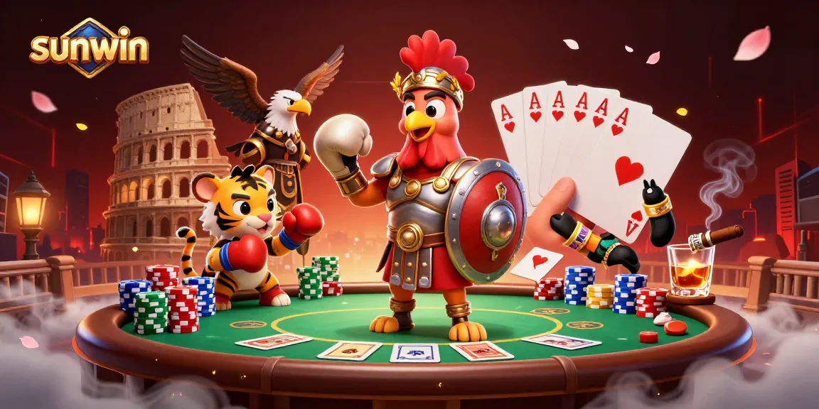 Engage in thrilling poker at sunwin with a gladiator rooster and engaging elements of excitement.